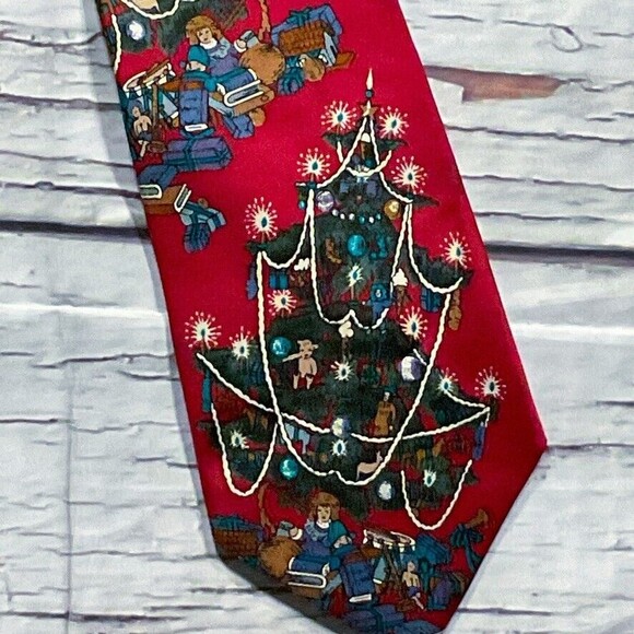 Alexander Lloyd Boston Mens Necktie Festive Holiday Christmas Classic Silk Tie - Picture 3 of 8
